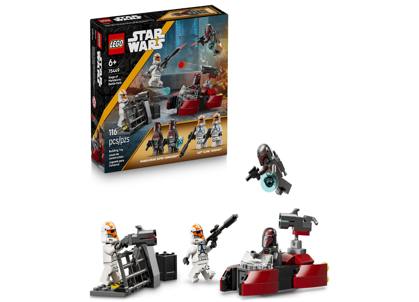 LEGO Star Wars Siege of Mandalore Battle Pack 75449 with minifigures, vehicles, and accessories
