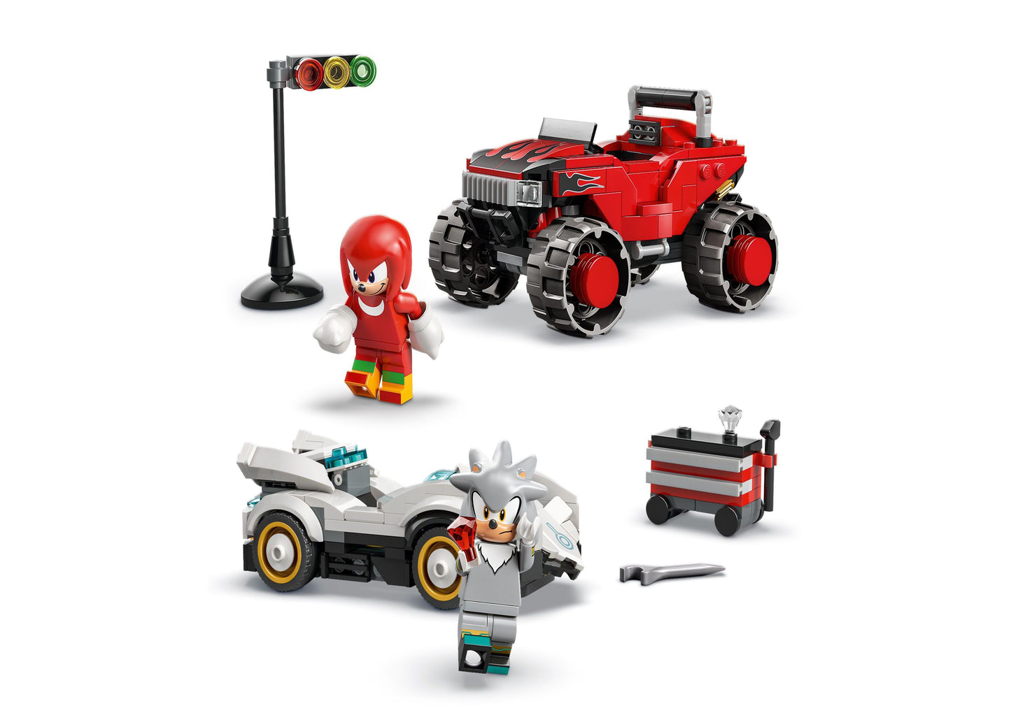 LEGO Sonic Silver's Car vs. Knuckles' Monster Truck Set 77118, 378 Pieces