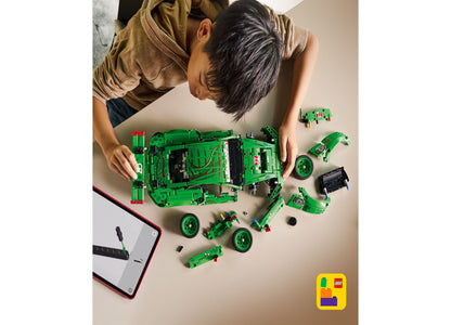 LEGO Technic Porsche 911 GT3 R green racing car set disassembled showing components
