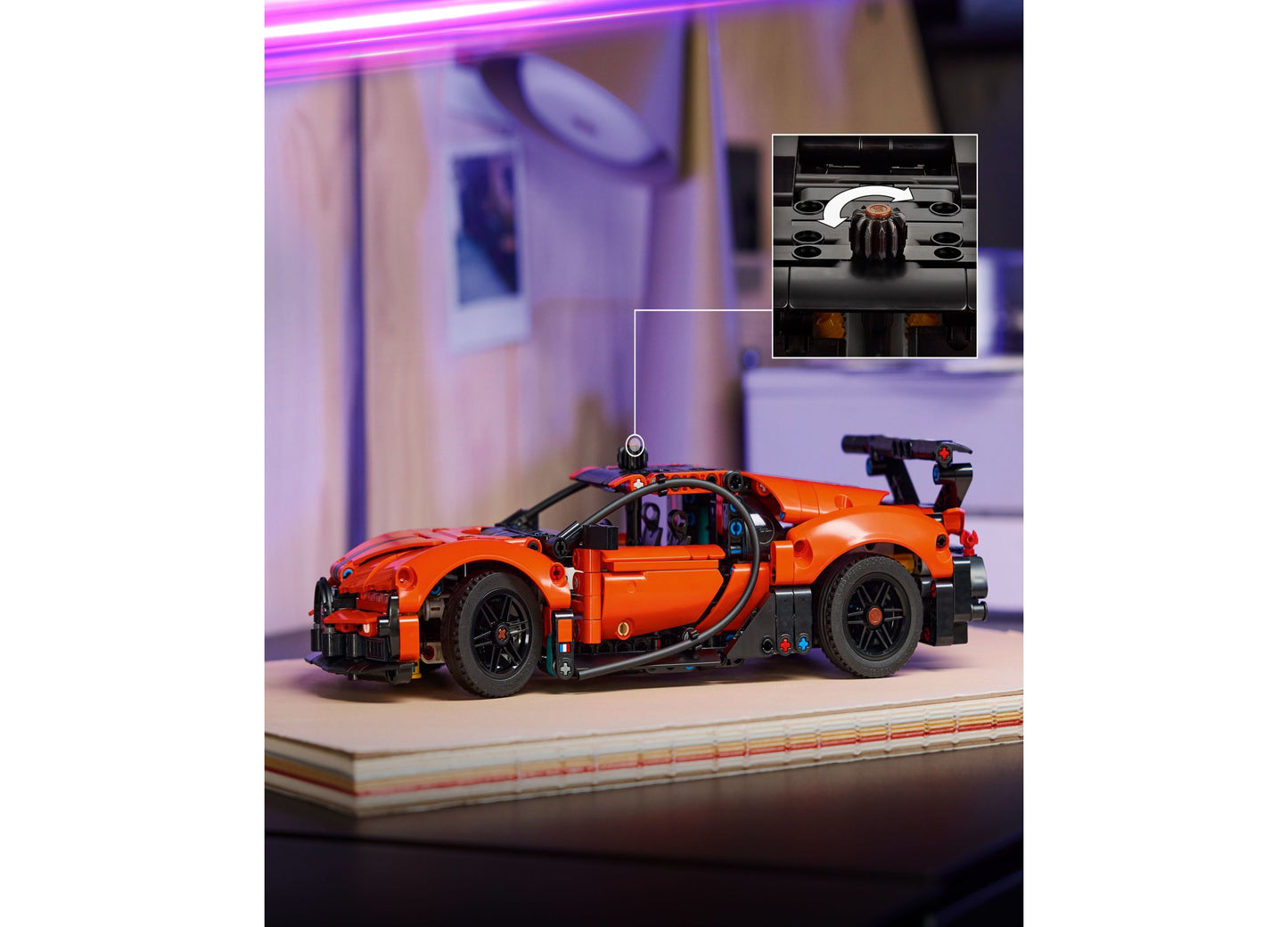 LEGO Technic Bugatti Chiron Pur Sport orange hypercar building toy with remote control