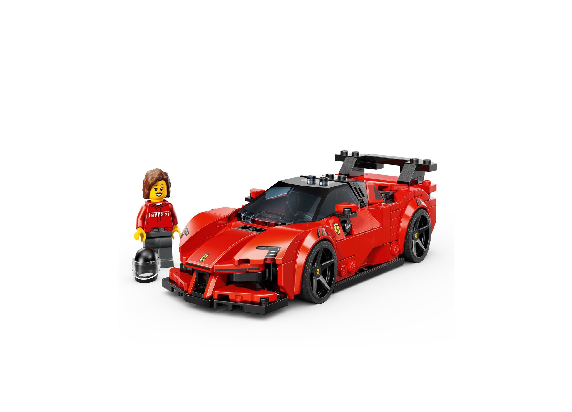 LEGO Speed Champions Ferrari SF90 XX Stradale red sports car with minifigure and racing accessories