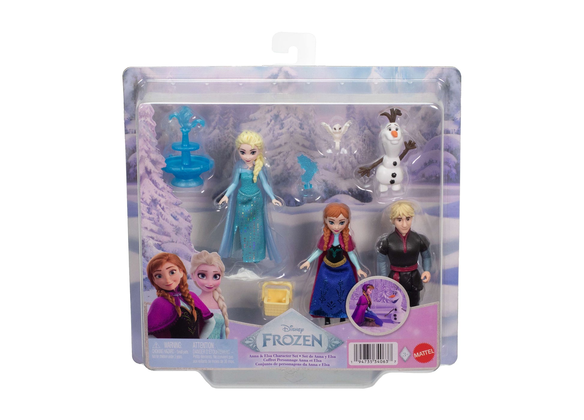 Disney Frozen Anna and Elsa Character Set with dolls, Olaf snowman, and accessories