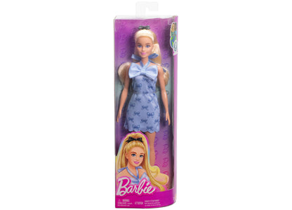 Barbie Fashionistas Doll wearing blue bow halter dress with blonde hair