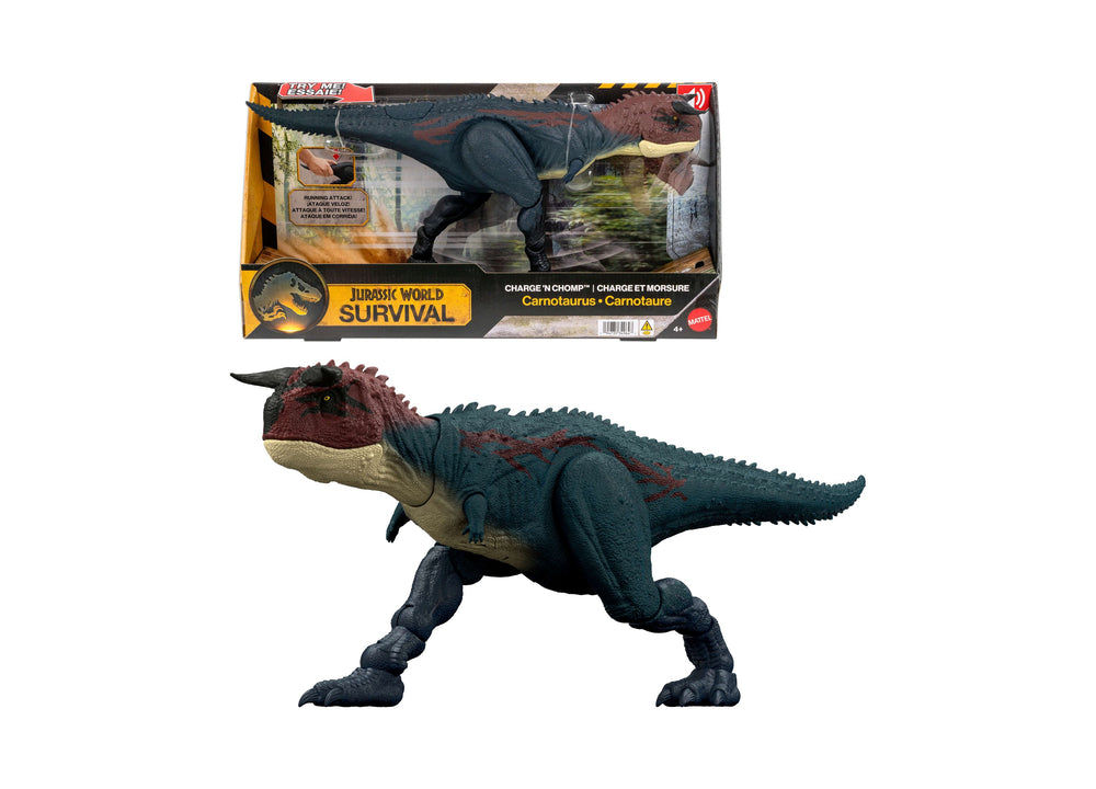 Jurassic World Charge N Chomp Carnotaurus dinosaur toy with running attack feature