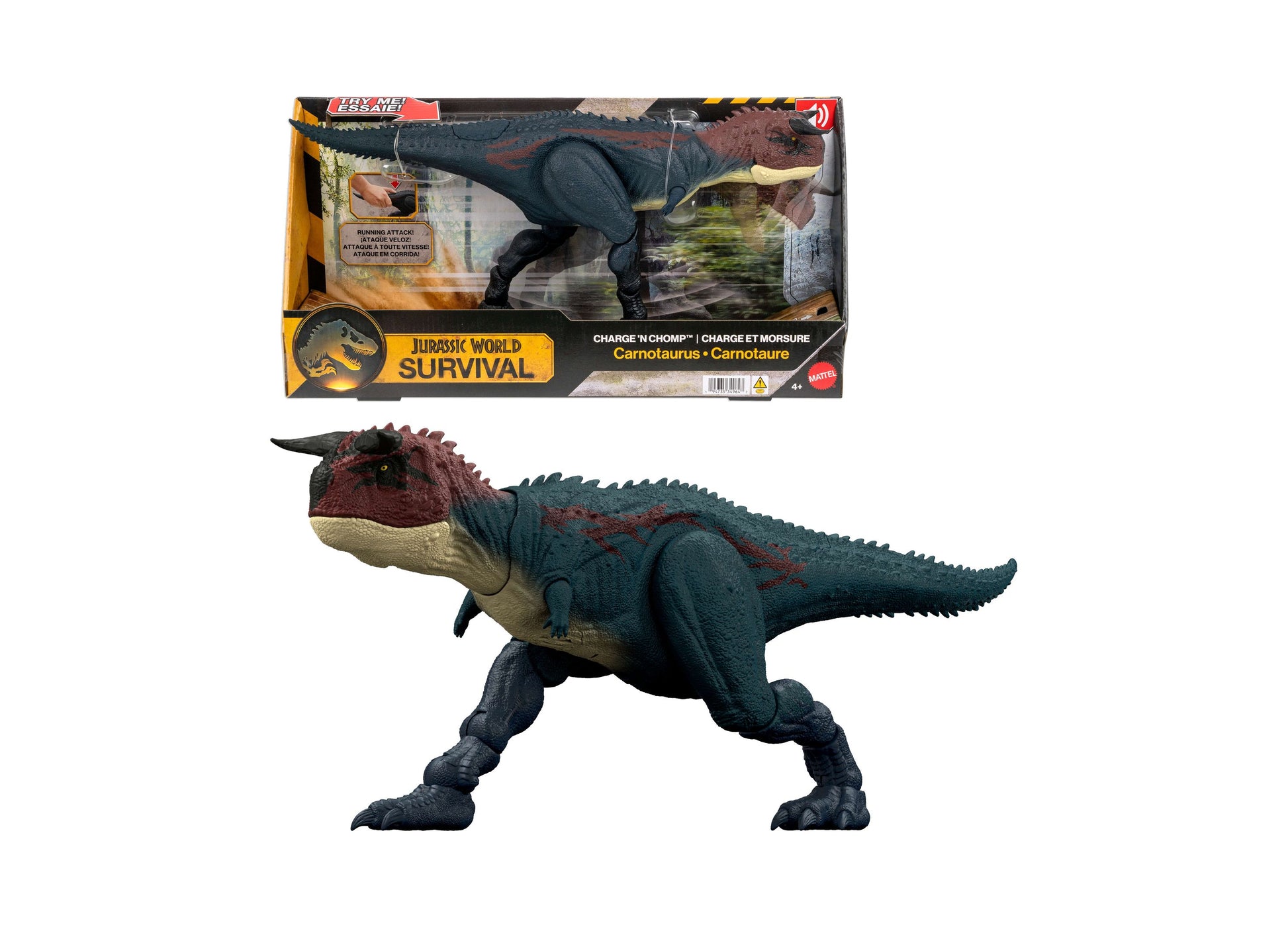 Jurassic World Charge N Chomp Carnotaurus dinosaur toy with running attack feature