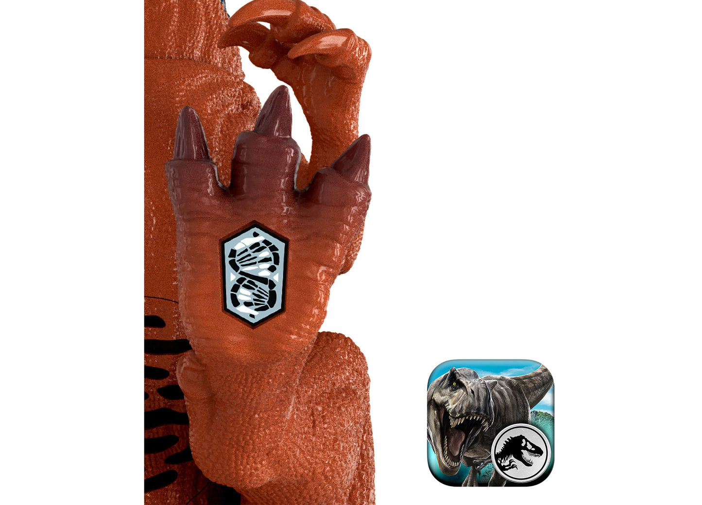 Jurassic World Wild Roar Afrovenator dinosaur action figure with roaring mouth and DNA badge