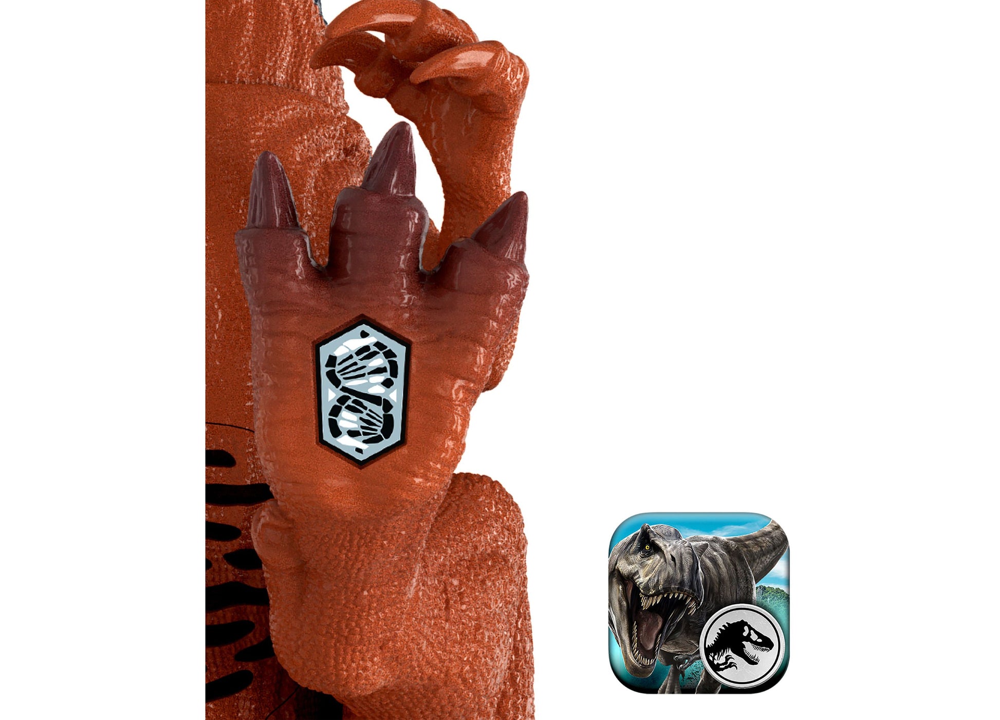 Jurassic World Wild Roar Afrovenator dinosaur action figure with roaring mouth and DNA badge