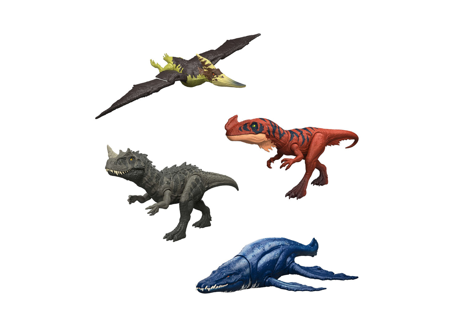 Jurassic World Wild Roar Afrovenator dinosaur action figure with yellow and black coloring