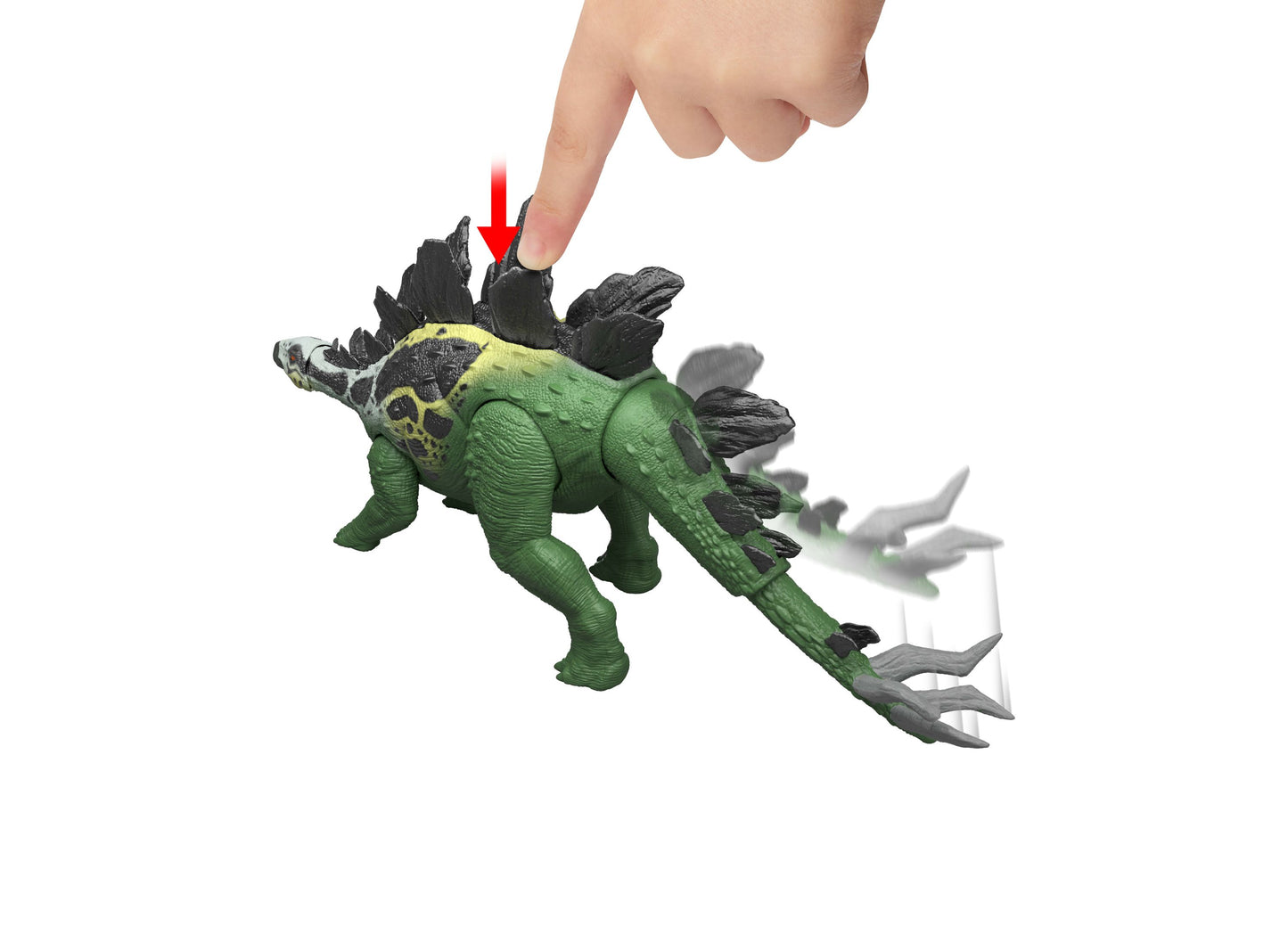 Jurassic World Stegosaurus dinosaur action figure in green with black spikes