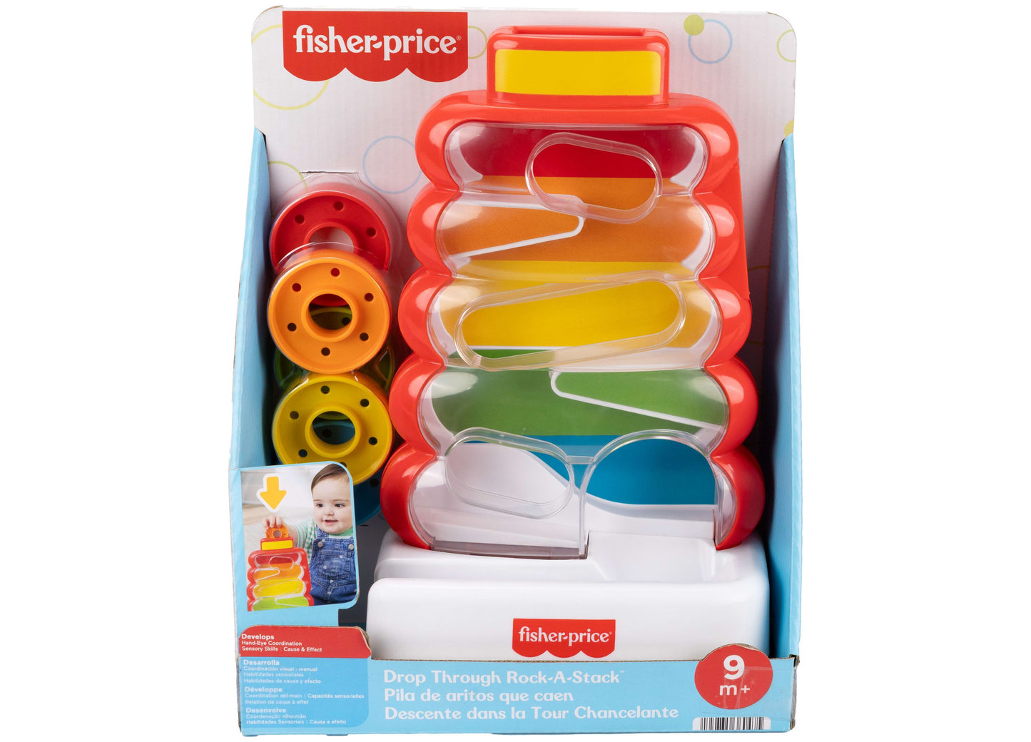 Fisher-Price Rock-a-Stack Developmental Play - Drop Through Tower with 5 Coins