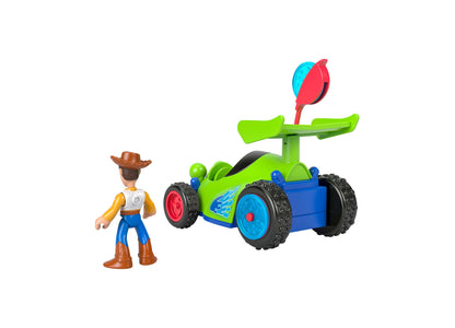 Imaginext Toy Story Woody and R.C. Playset with cowboy figure and green vehicle