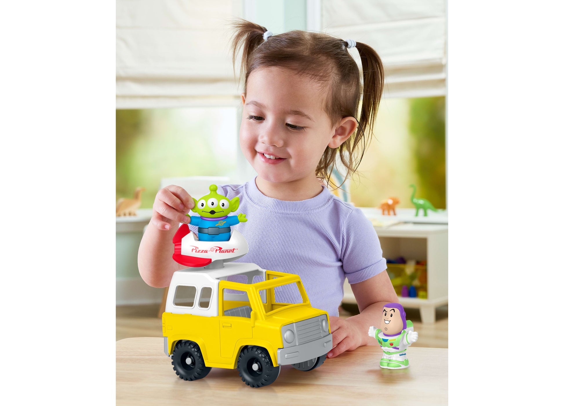 Fisher-Price Little People Toy Story Pizza Planet Truck with Buzz Lightyear and alien figures