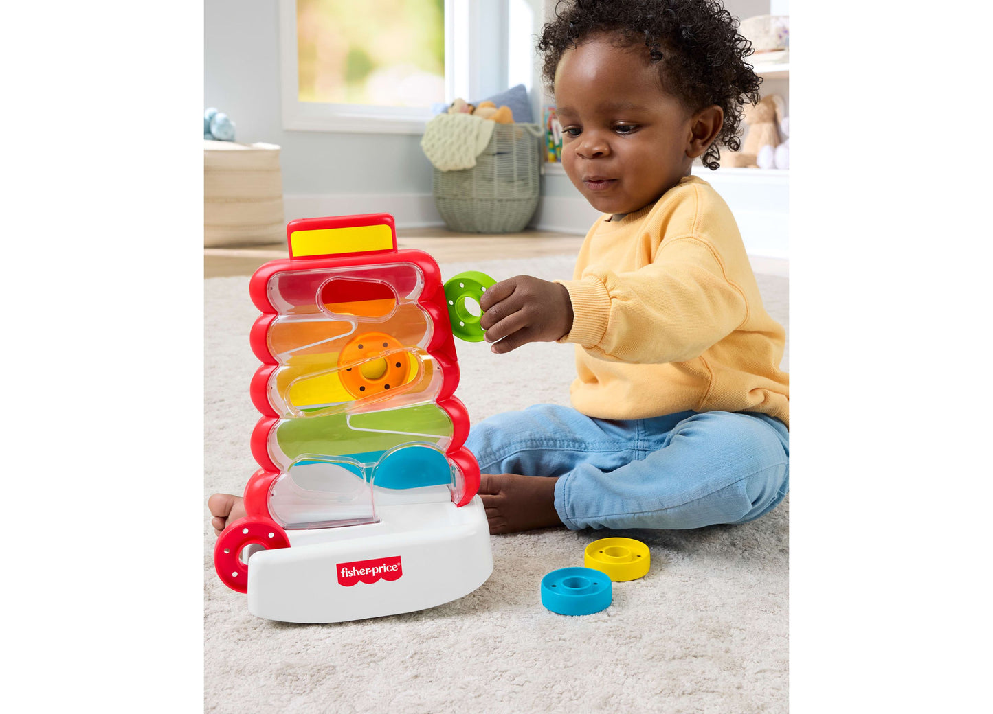 Fisher-Price Rock-a-Stack Developmental Play - Drop Through Tower with 5 Coins