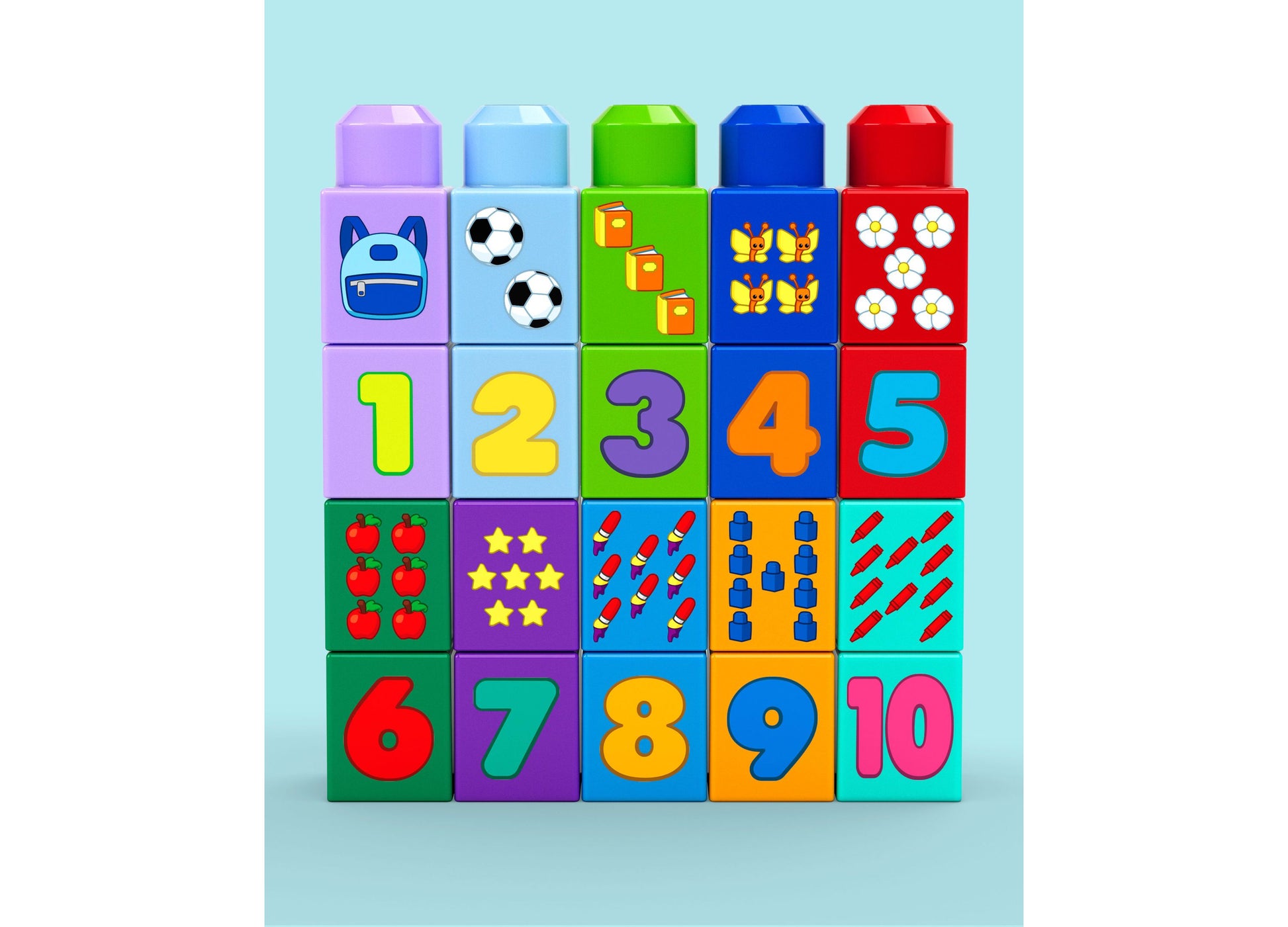 Mega Bloks First Builders Build and Count Bus with 45 colorful numbered blocks and learning icons