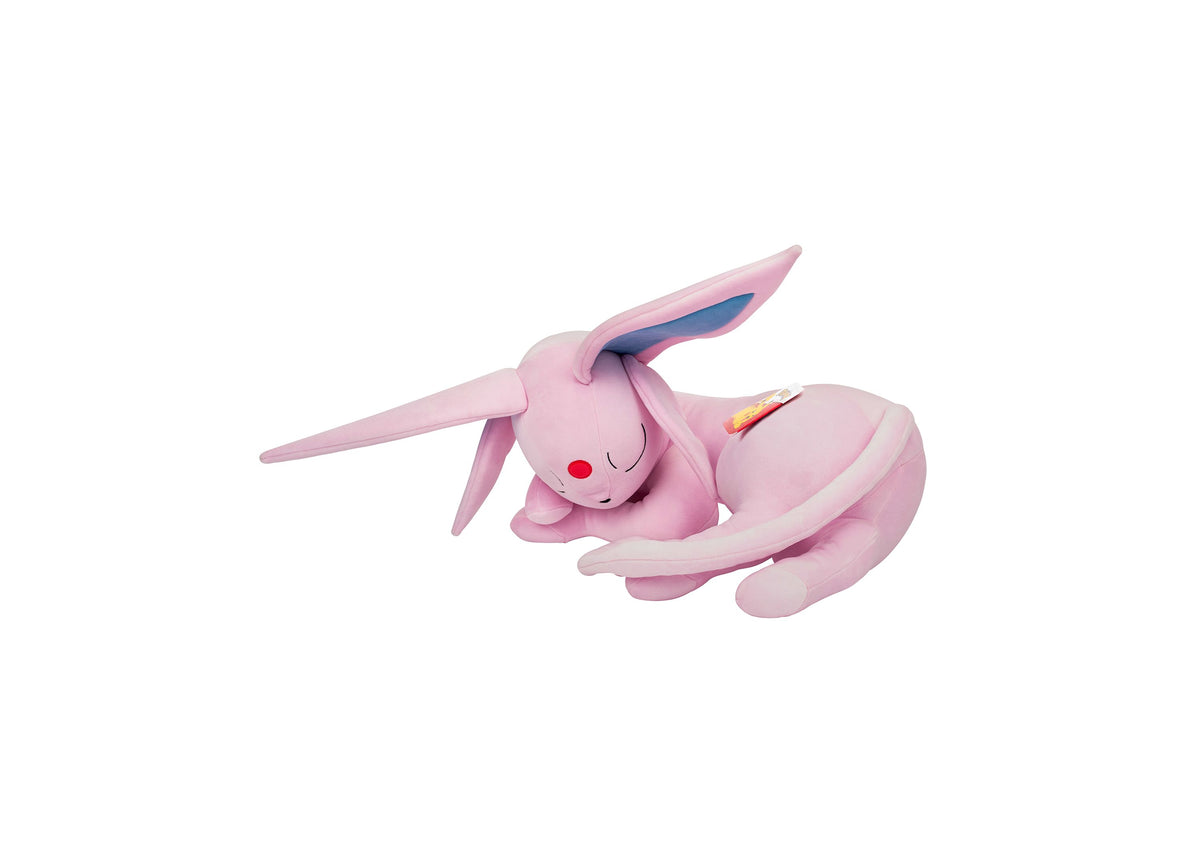 Pokemon 18 inch Sleeping Espeon Plush Toy in pink with blue accents