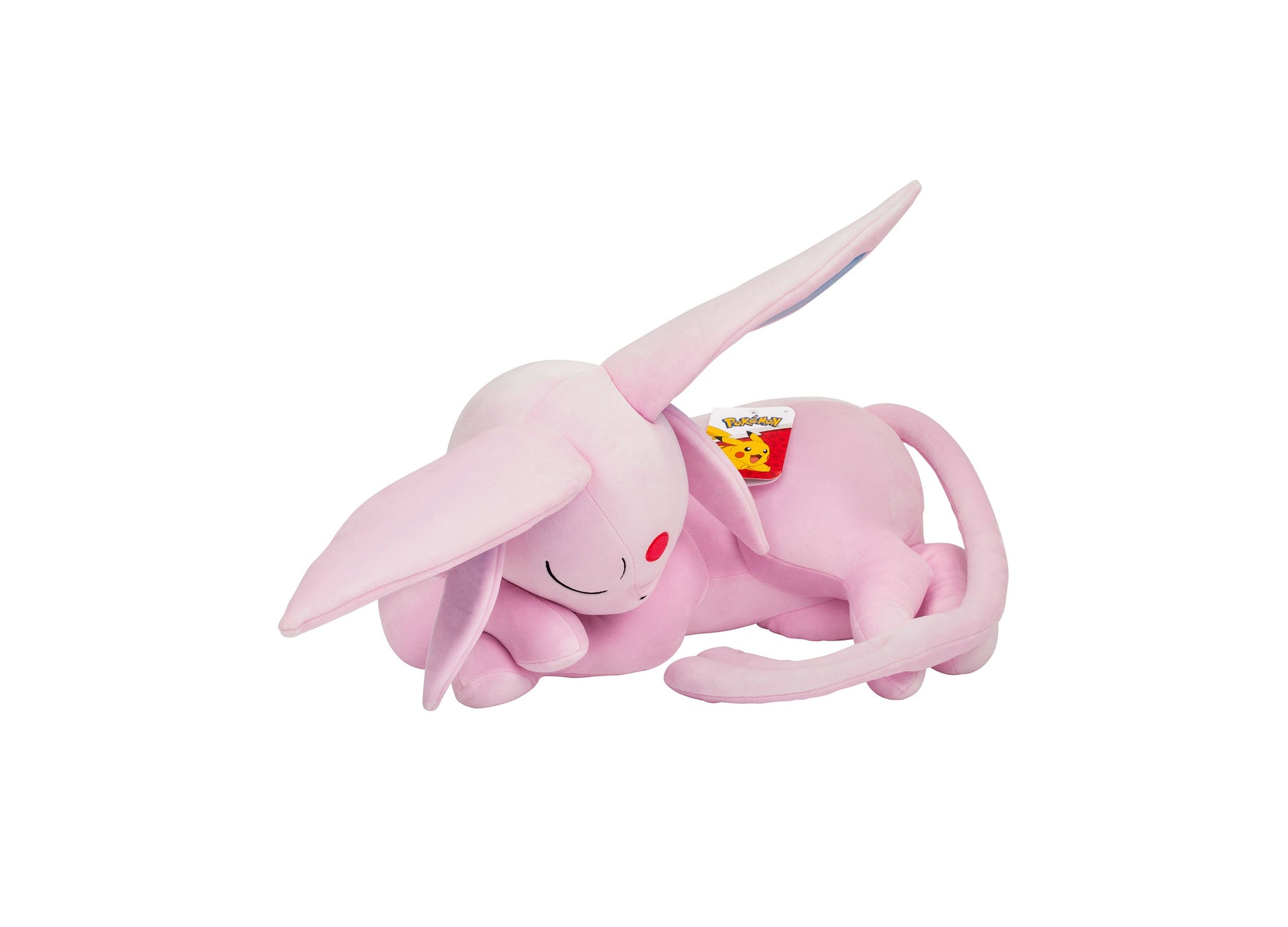Pokemon 18 inch Sleeping Espeon Plush Toy in pink with closed eyes and horn