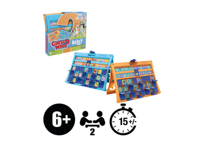 Bluey Guess Who Edition Board Game by Hasbro Gaming with blue and orange game boards featuring Bluey characters, for ...