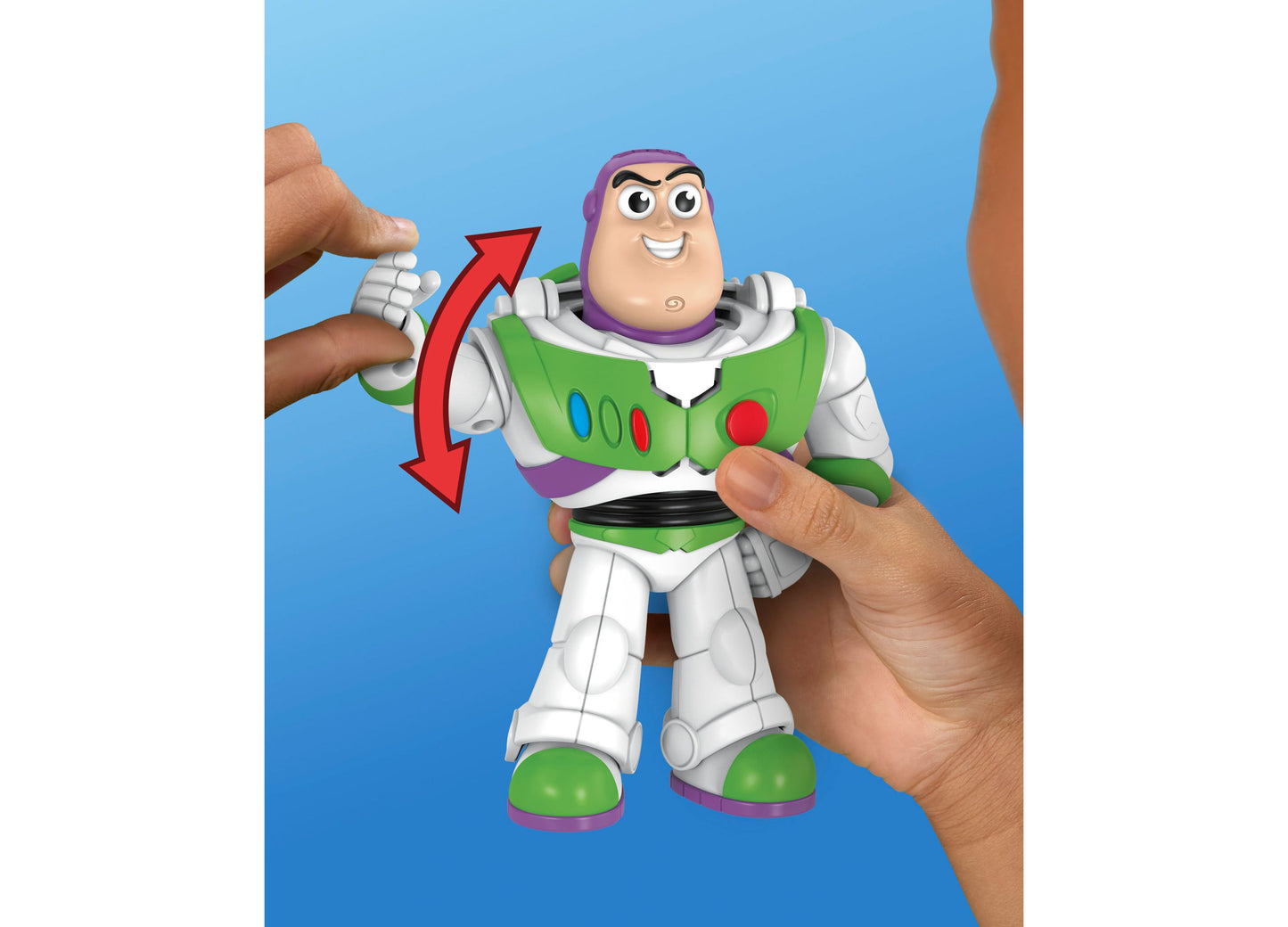 Hasbro Bop It Buzz Lightyear Edition toy with green, white, and purple space ranger suit