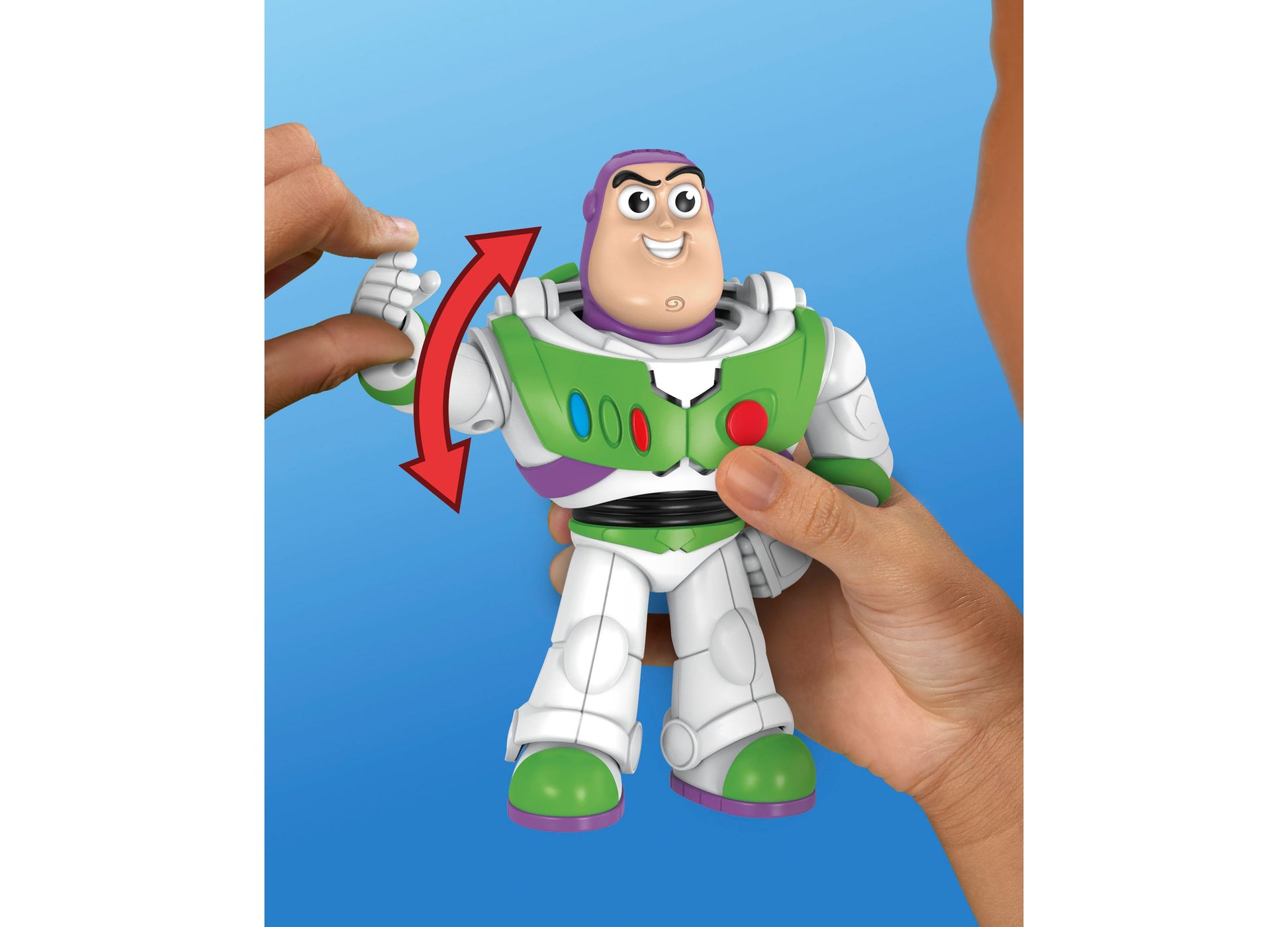 Hasbro Bop It Buzz Lightyear Edition toy with green, white, and purple space ranger suit