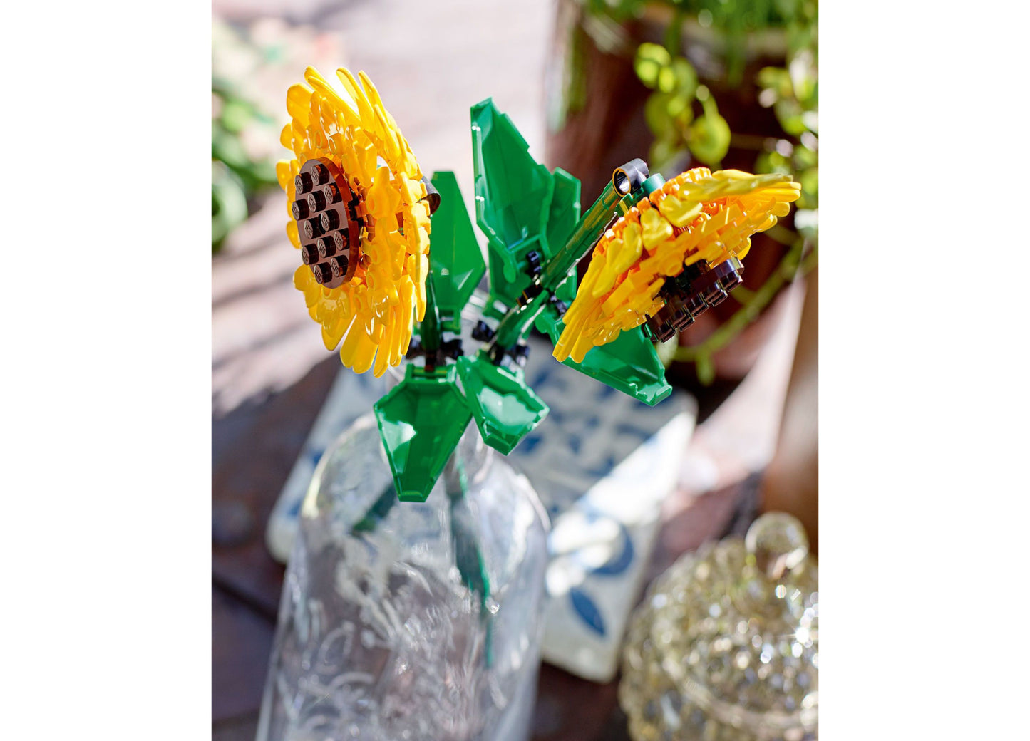 LEGO Sunflowers Building Toy Set with yellow flowers and green stems in decorative vase