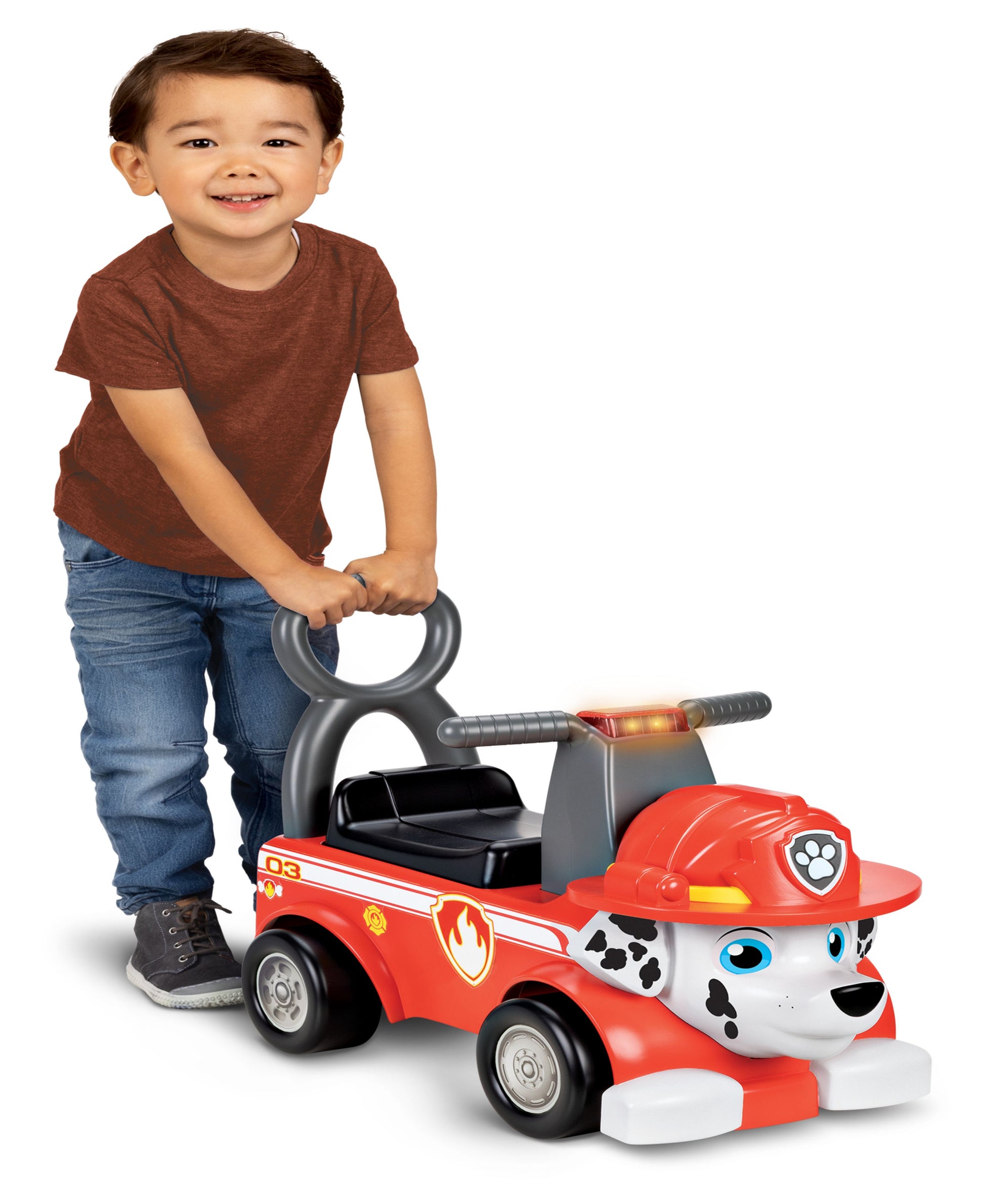 Paw Patrol Marshall Ride-On toy in red and white with character design