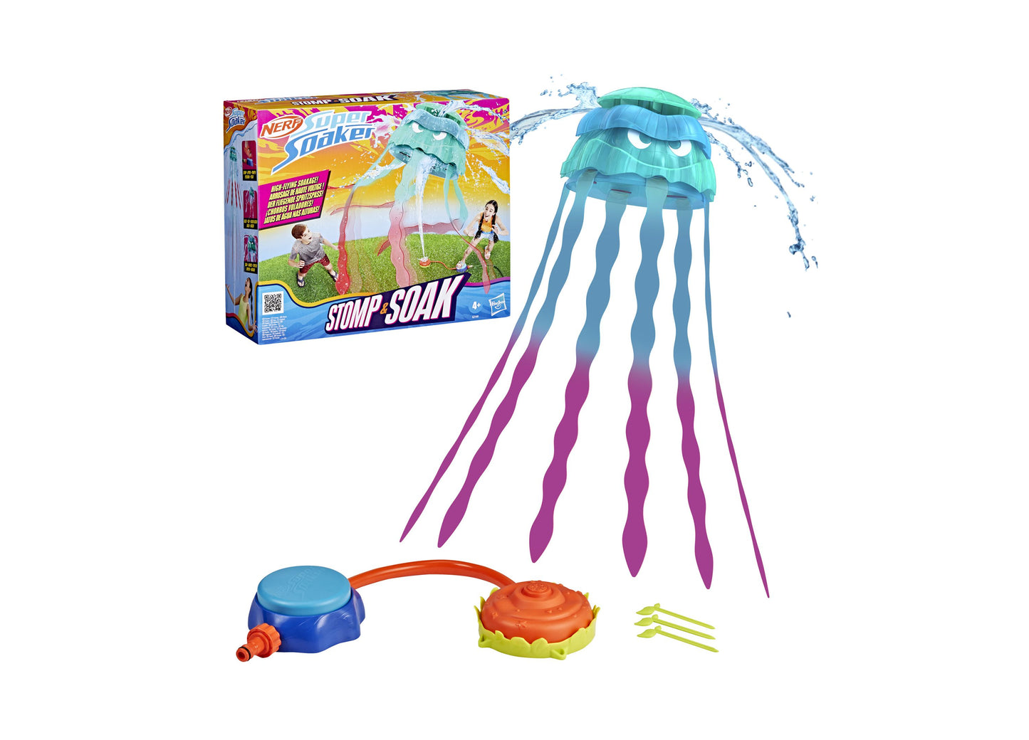 Nerf Super Soaker Stomp and Soak water toy with turquoise jellyfish sprinkler and accessories
