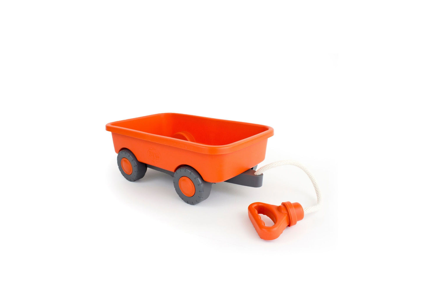 Green Toys Wagon Orange with gray wheels and rope pull handle