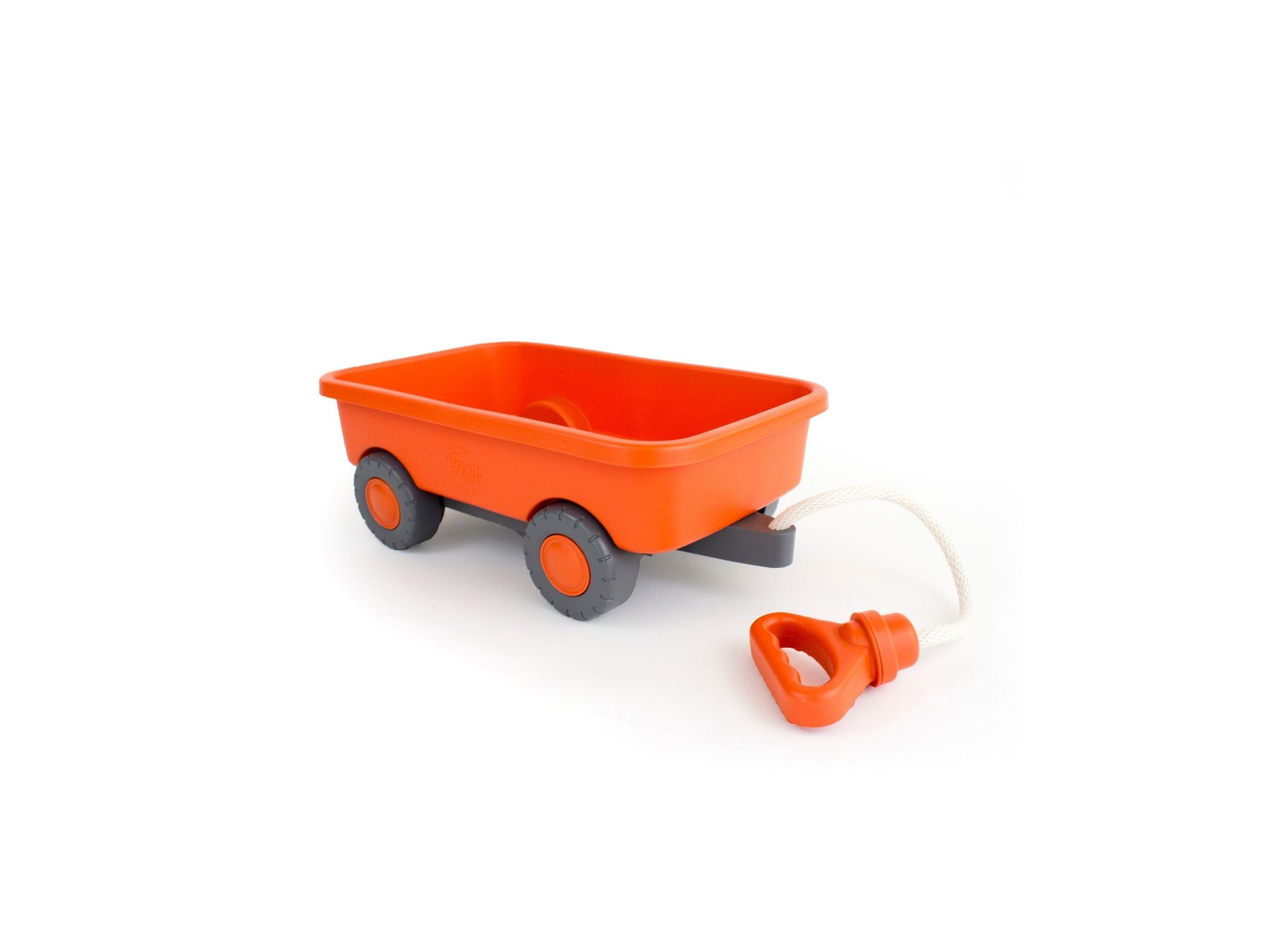 Green Toys Wagon Orange with gray wheels and rope pull handle