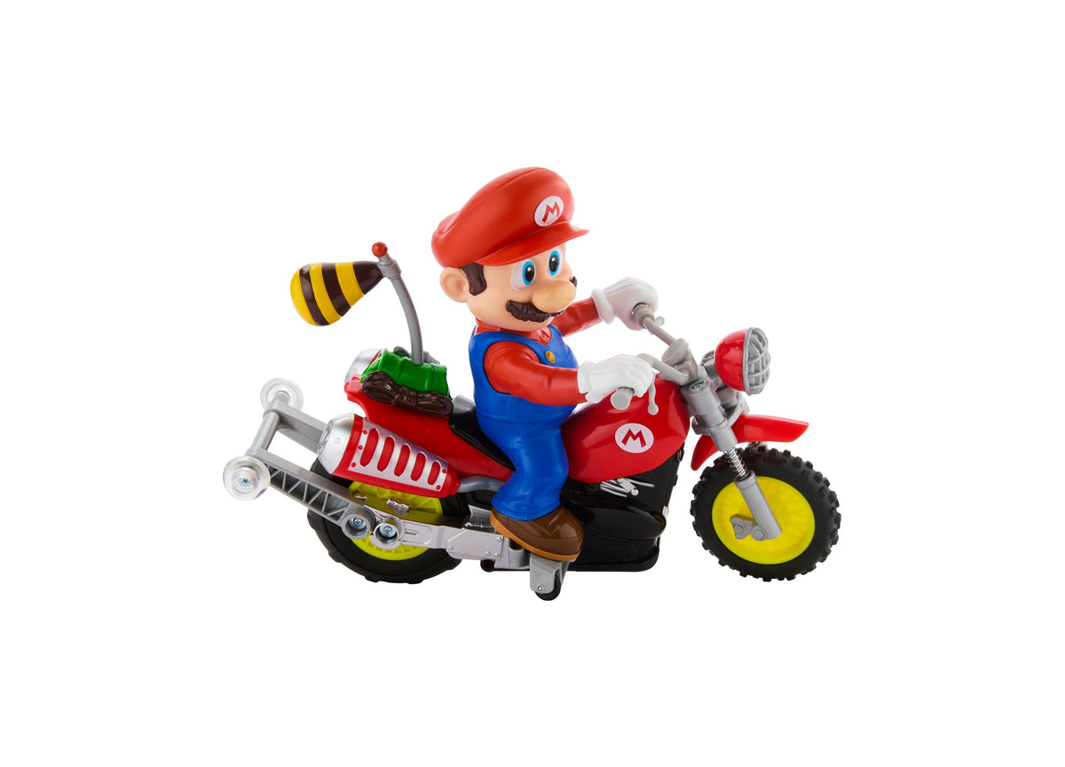 Hot Wheels RC Mario Wheelie Motocross red remote-controlled vehicle with Mario figure