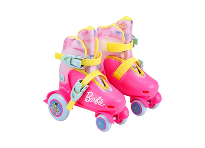 Barbie Kids Trainer Skates in pink with yellow straps and light blue wheels