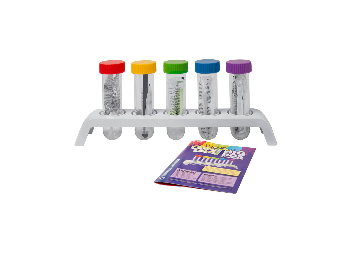 Ooze Labs Big Box of Science kit with 5 colorful test tubes and instruction guide