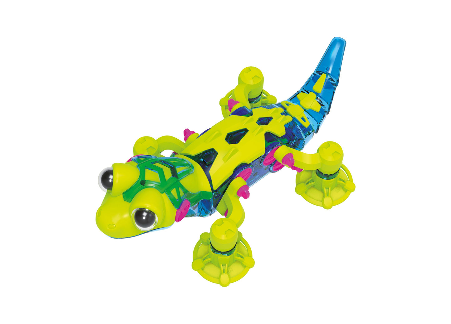 GeckoBot 2.0 yellow and blue robotic gecko toy with suction cup feet