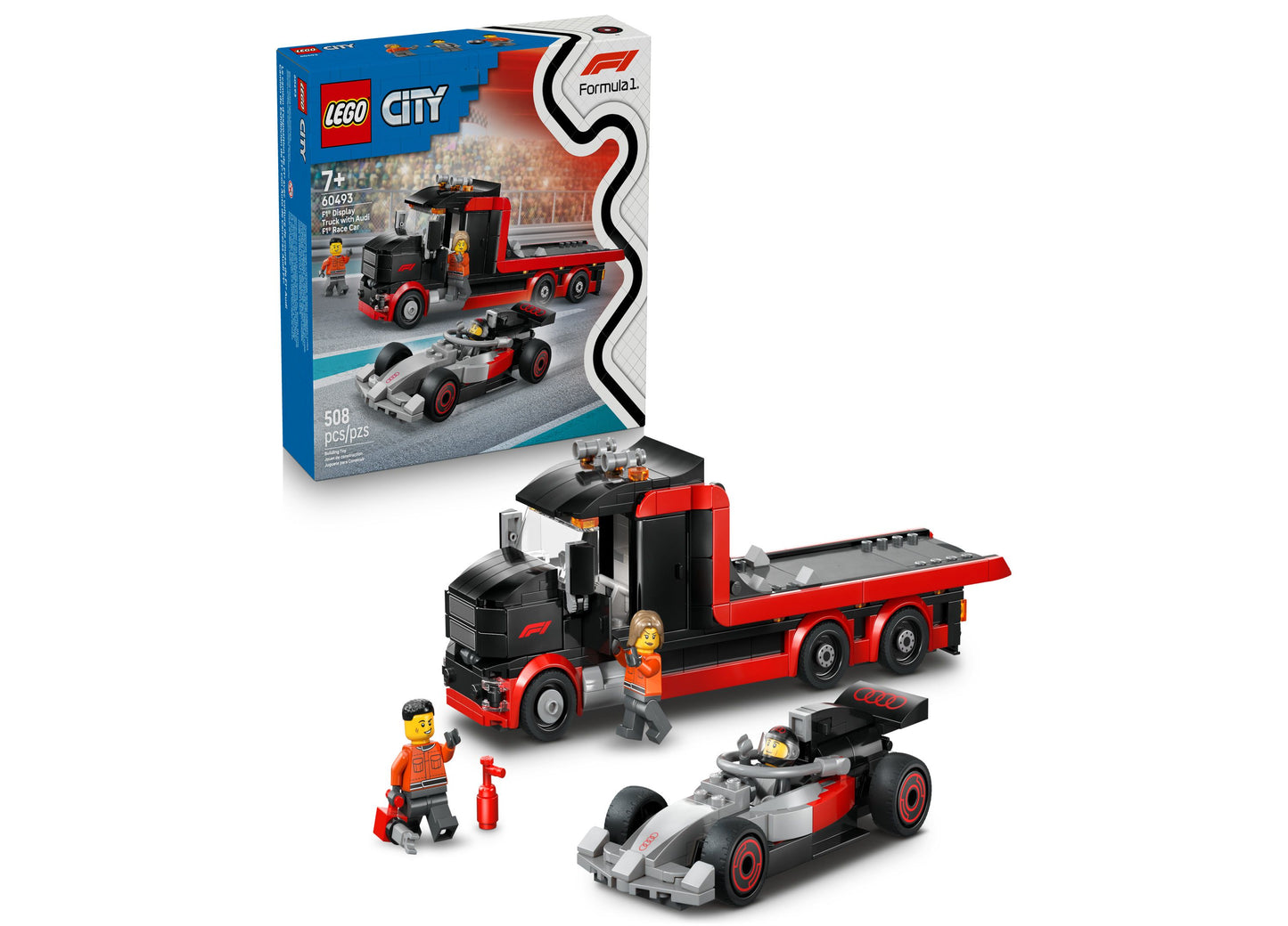 LEGO® City Formula 1 Truck and Audi F1 Race Car Building Set, 60493