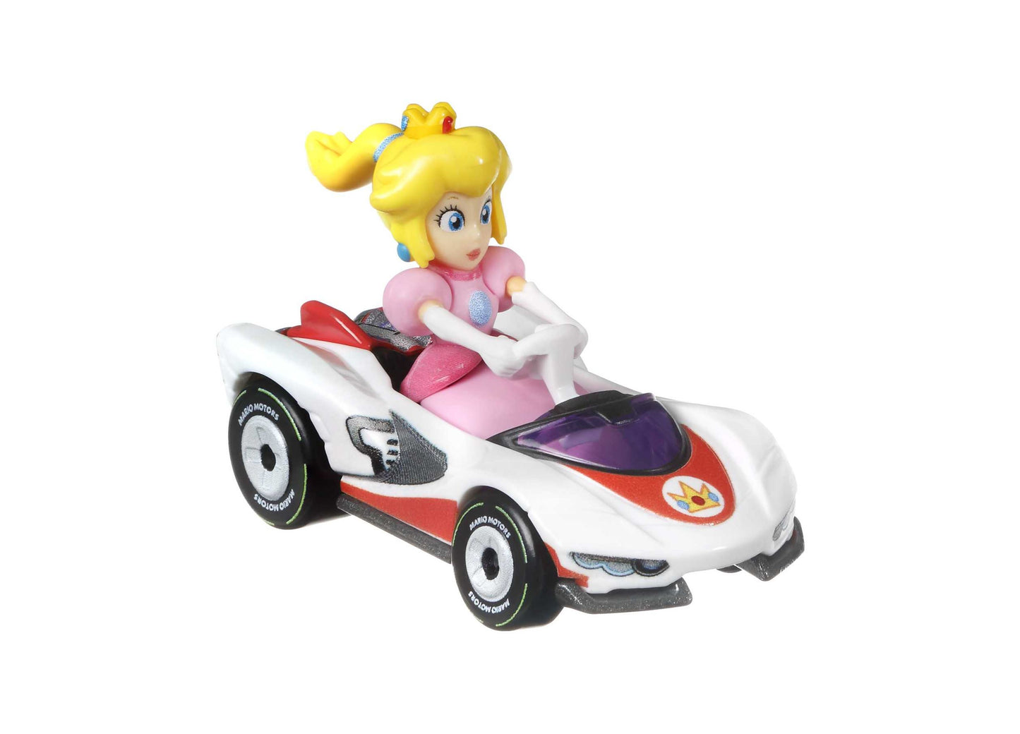 Hot Wheels Mario Kart Princess Peach white and red race car vehicle