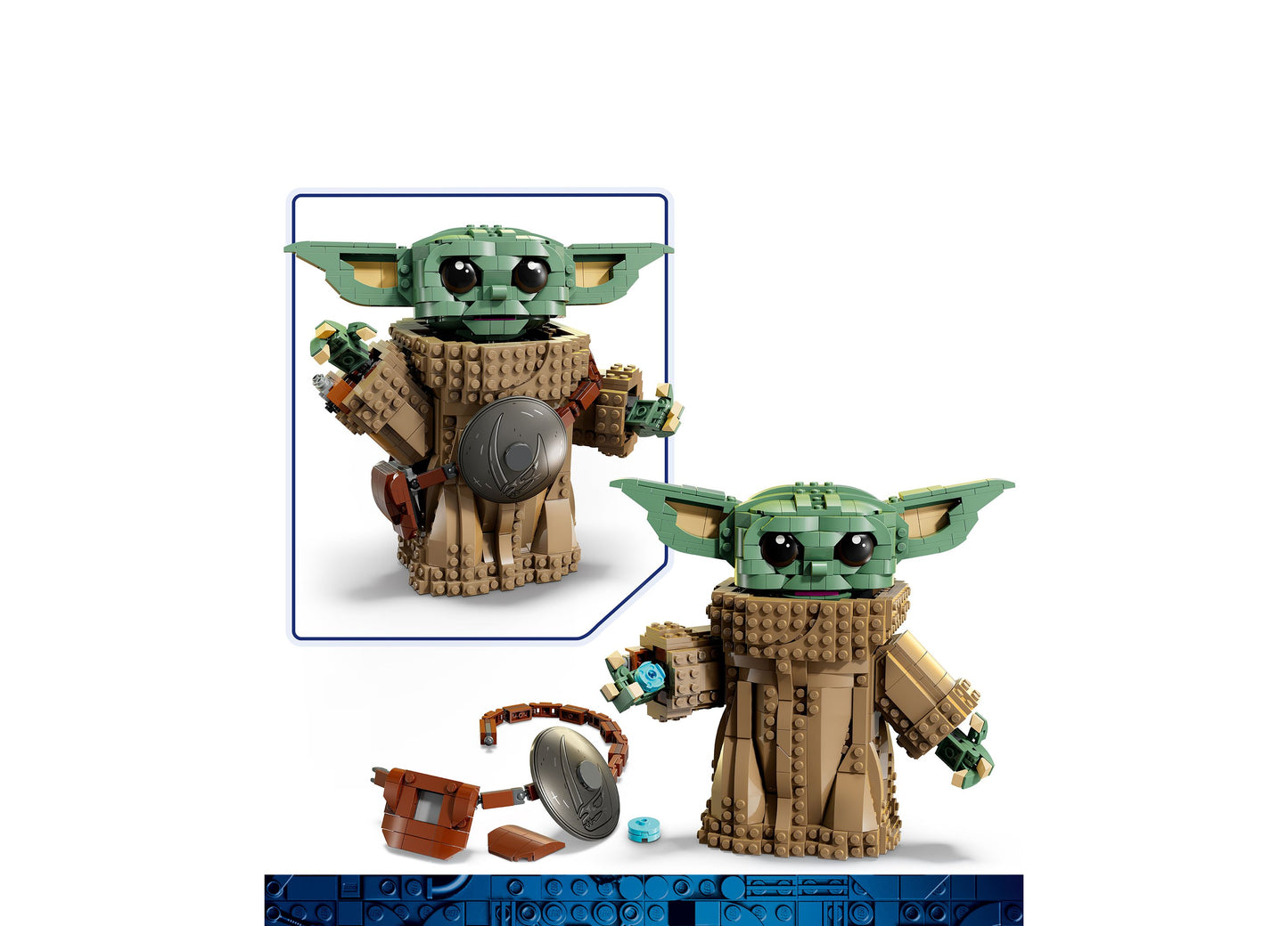 LEGO Star Wars Grogu 75446 building set with 1200 pieces, featuring green-headed character with tan robe and accessories