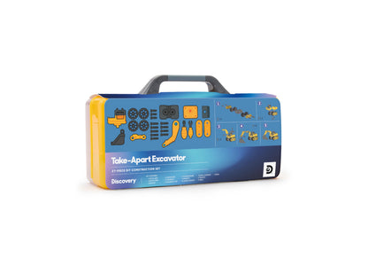 Discovery Kids Take Apart Excavator 27-Piece DIY Construction Set with blue carrying case