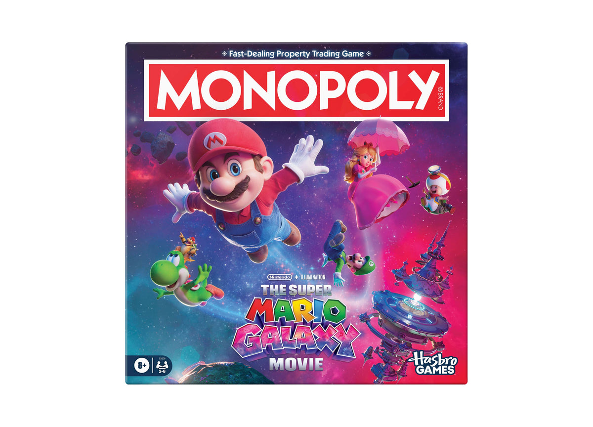 MONOPOLY The Super Mario Galaxy Movie Edition Board Game box featuring Mario and colorful characters