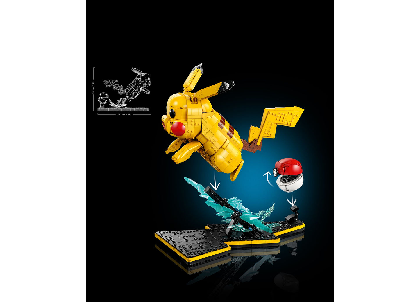 LEGO Pokémon Pikachu 72152 buildable figure with yellow bricks, Poké Ball, and base set