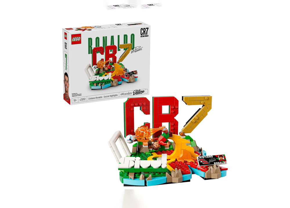 LEGO Cristiano Ronaldo CR7 Soccer Highlights 43012 set with colorful soccer scene and minifigure