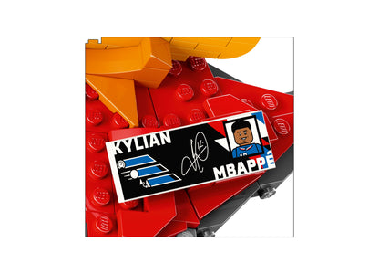 LEGO Kylian Mbappé Soccer Highlights 43013 set with red brick pieces and character minifigure