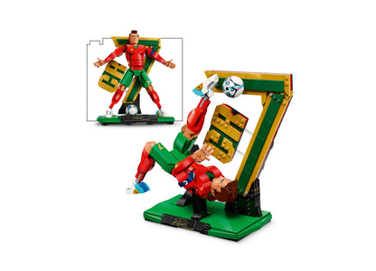 LEGO Cristiano Ronaldo Soccer Legend 43016 figure in red and green with buildable soccer goal display