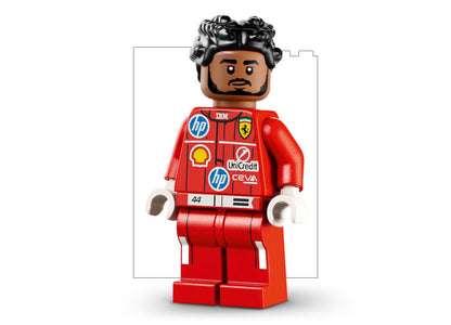 LEGO Scuderia Ferrari HP Lewis Hamilton minifigure in red racing suit with number 44