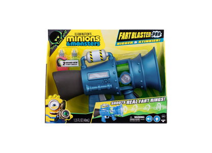 Minions Fart Blaster Pro blue toy gun with sound effects and real fart ring ammunition