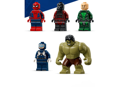 LEGO Marvel Spider-Man vs. Hulk Epic Clash Set 76350 with 5 minifigures including Spider-Man, Hulk, and villains