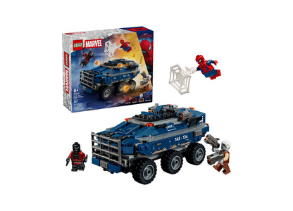 LEGO Marvel Spider-Man Prison Transport Chase 76349 blue truck with minifigures
