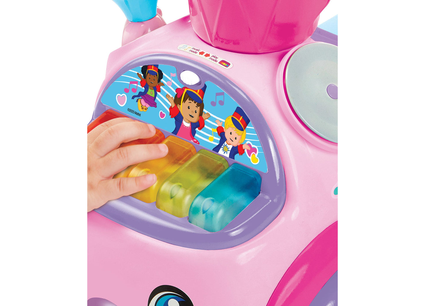 Fisher Price Little People Music Parade pink ride-on toy with colorful piano keys
