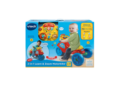 VTech 2-in-1 Learn & Zoom Motorbike red and blue ride-on toy for toddlers 12-36 months