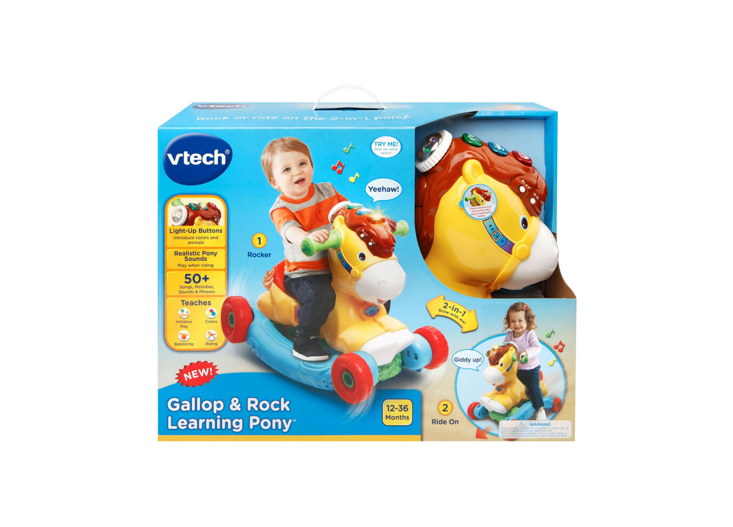 VTech Gallop & Rock Learning Pony yellow and red ride-on toy for toddlers 12-36 months