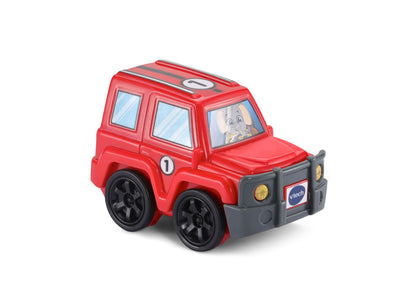 VTech 3-in-1 Race & Repair Hauler red toy vehicle with black wheels and grille