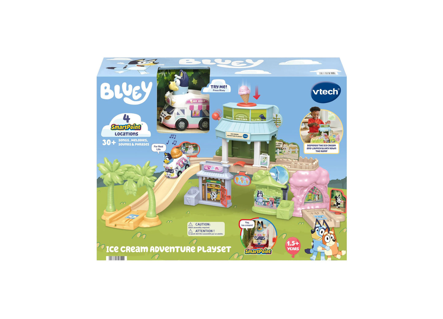 Bluey Ice Cream Adventure Playset with ice cream truck, slide, and interactive SmartPoint locations